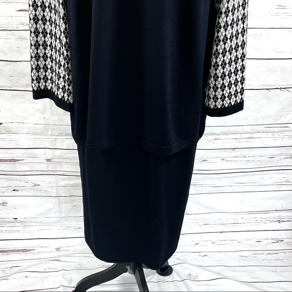 St. John Sports Women’s 2PC Knit Dress Suit Dress & Cardigan Black/White Size XL - Picture 7 of 11